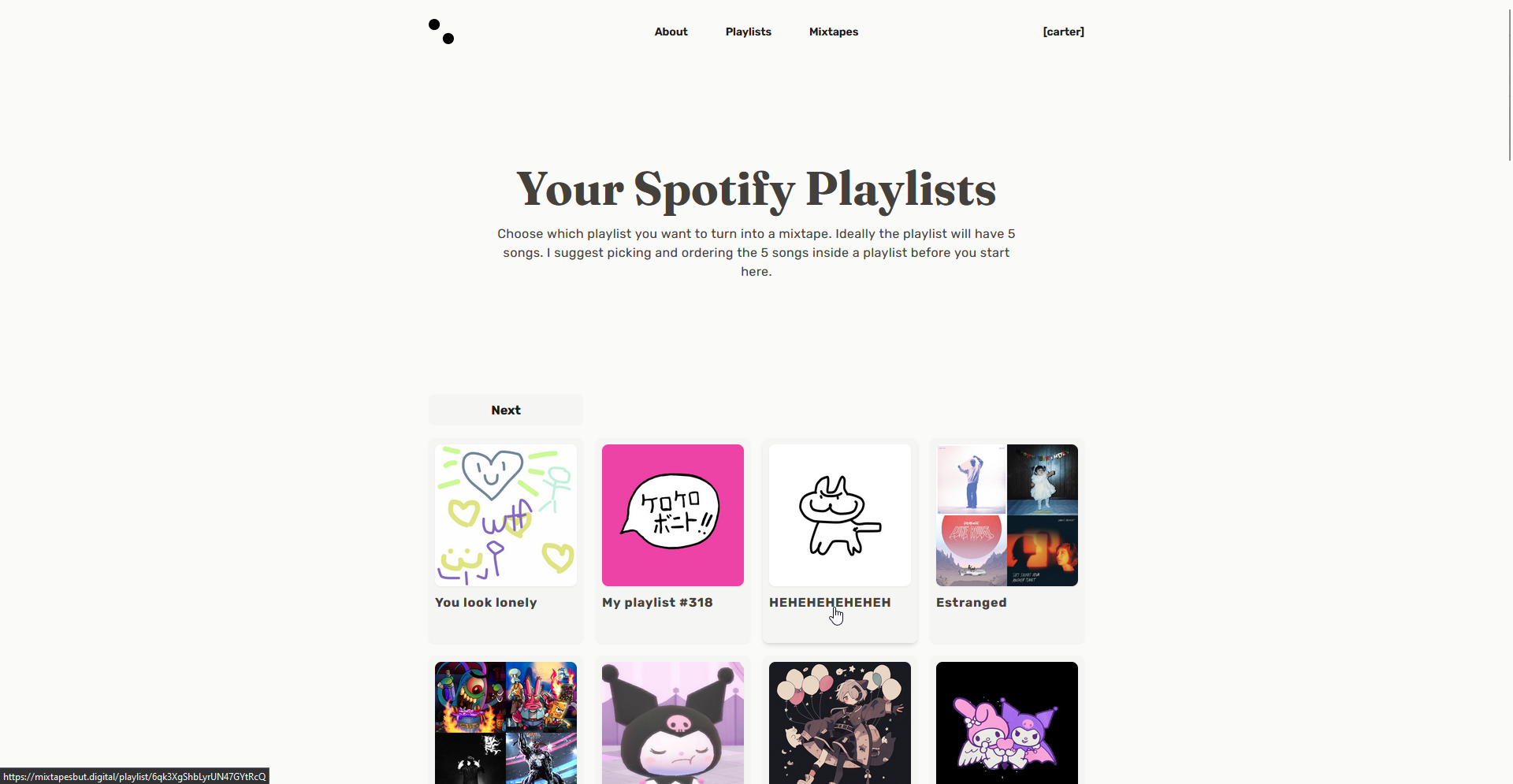 Users can select a Spotify playlist to convert